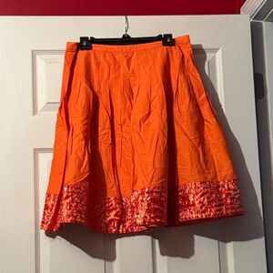 Ice Bright Orange Circle Skirt with Sequined Trim